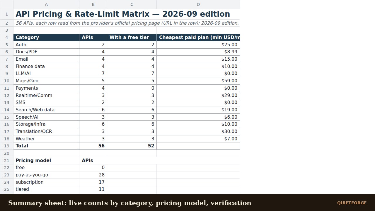 API Pricing Matrix preview 4